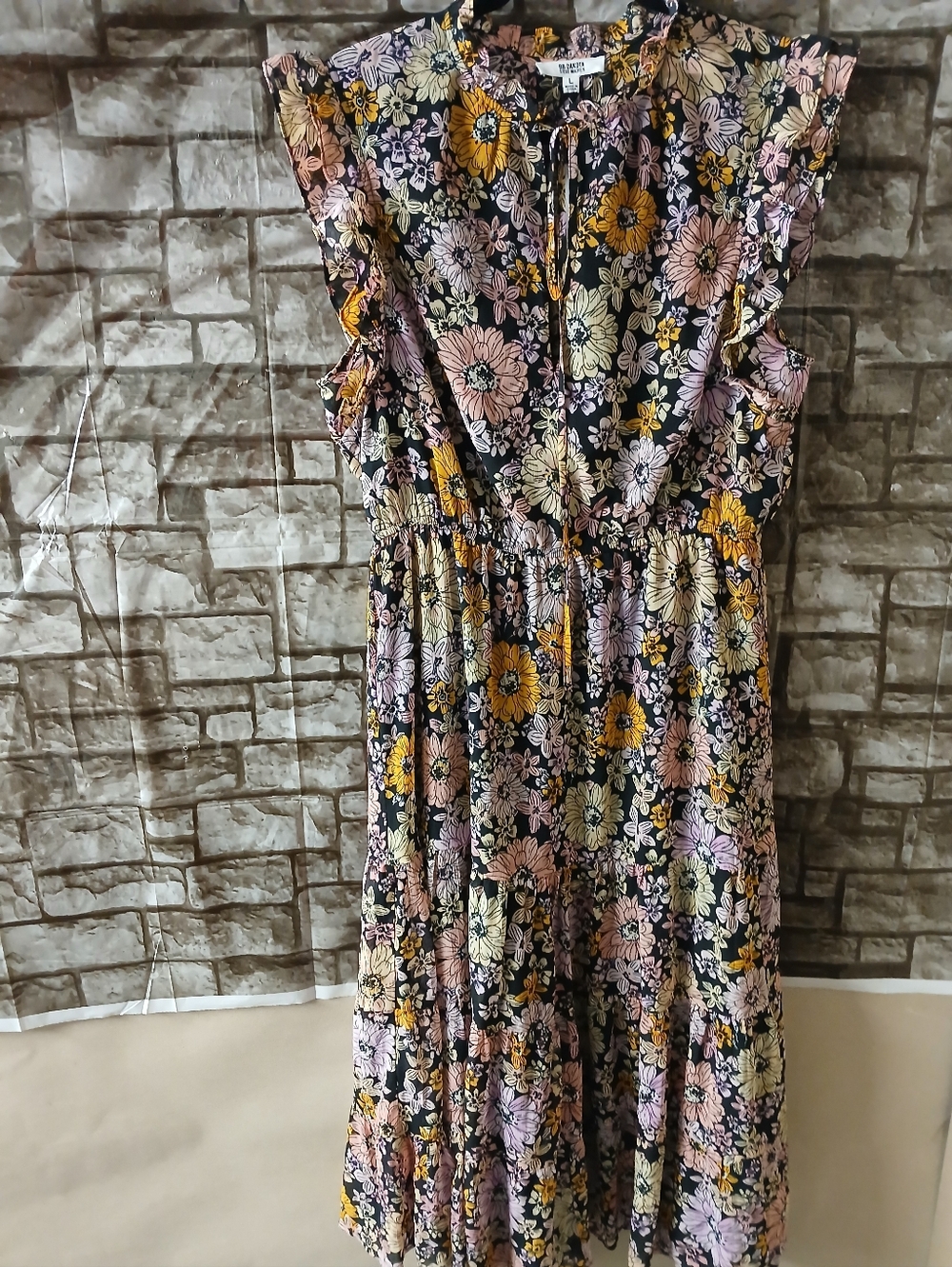 BB Dakota by Steve Madden Black Floral Maxi Dress with Yellow and Pink Flowers - Picture 10 of 11